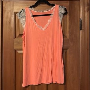 Coral lace trimmed top